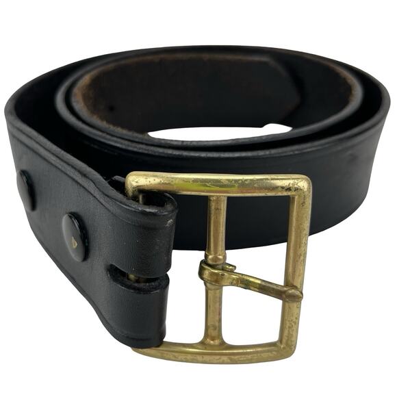 Smith & Wesson Other - VTG Smith & Wesson Black Leather Belt JAY Solid Brass Buckle USA Made Rugged 38"